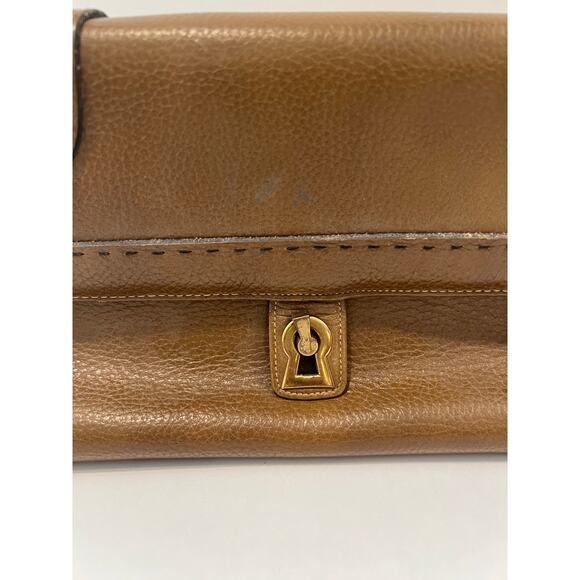 Vintage Ronay Handbag Brown Leather Gold Hardware 13” x 7” x 4.5” SG - Picture 2 of 12